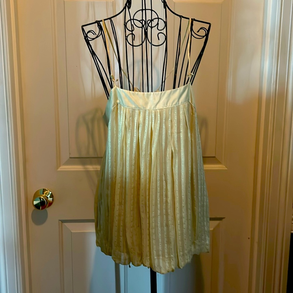 100% silk Trinity, small pale, yellow spaghetti, strap, sleeveless blouse